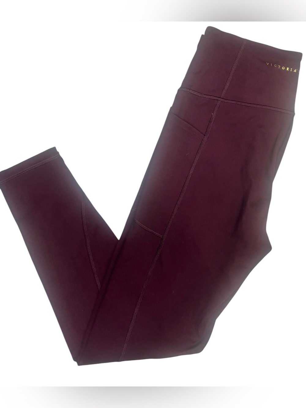 Victoria’s Secret Burgundy High Rise Leggings Gold Logo Size Medium